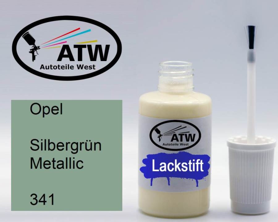 Opel, Silbergrün Metallic, 341: 20ml Lackstift, von ATW Autoteile West.